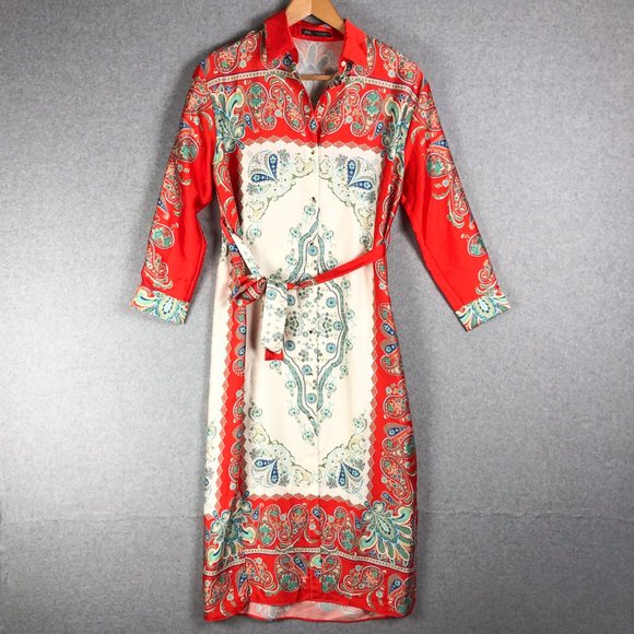 Zara Kimono Dress Size Red Size Medium - Picture 1 of 7
